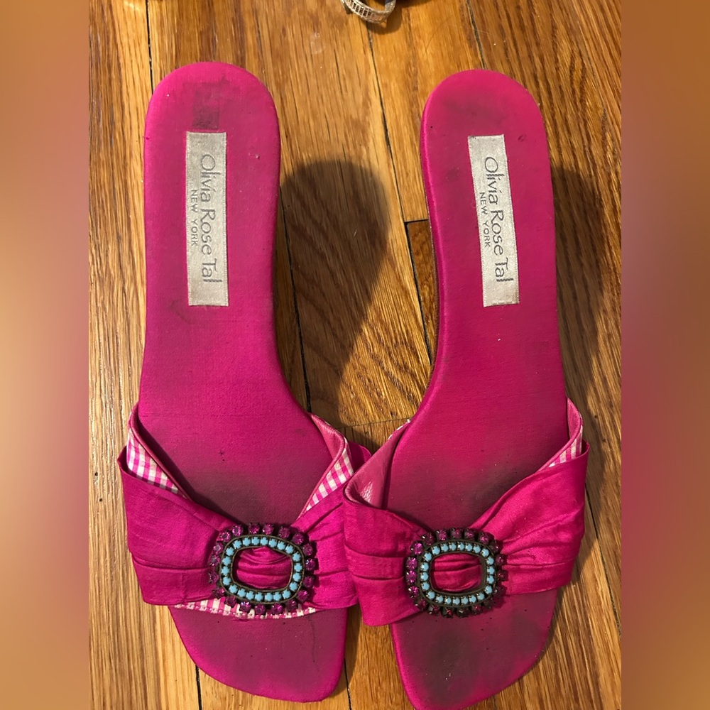 Olivia Rose Tal Fuchsia Sandals with Embellished Bow